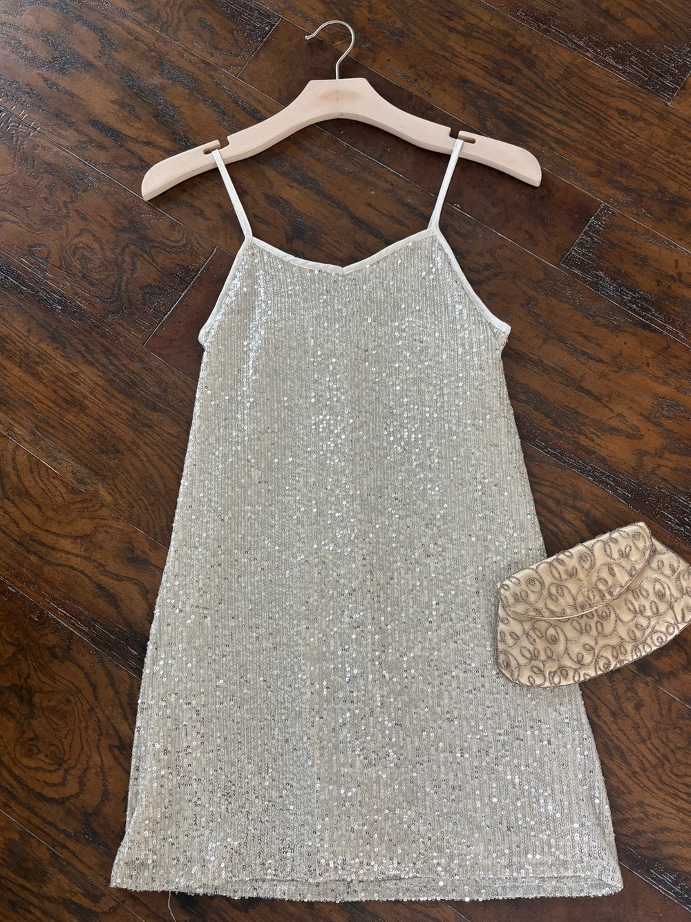 art class Silver Sequin Mini Slip Dress
